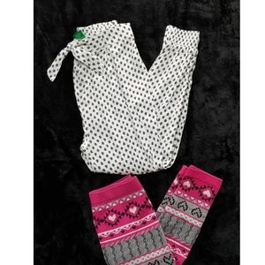 Girl 3/4 length leggings and white print pants